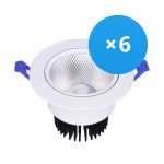 Mehrfachpackung 6x LED Deckenstrahler Rund schwenkbar 15W 1200lm 60D - 930  | 135mm - Ausschnitt 110mm - UGR <19